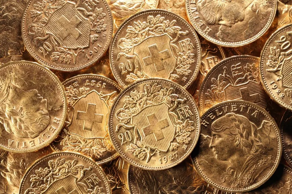 Goldvreneli und Helvetia Goldmünzen